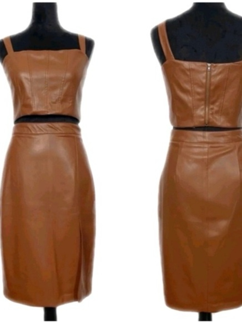 Jason Wu Cognac Faux Leather Pencil Skirt